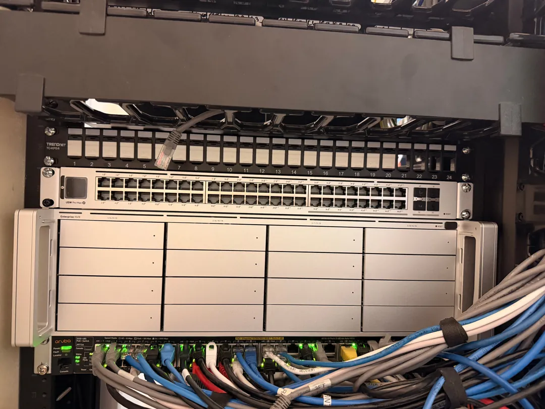 ENVR + 48-port PoE switch, dressed cabling at a Data Pro Communications project in Groveland, FL