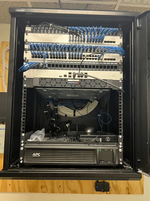 15U cabinet with patch panels, NVR and UPS installed by Data Pro in Palmetto, FL