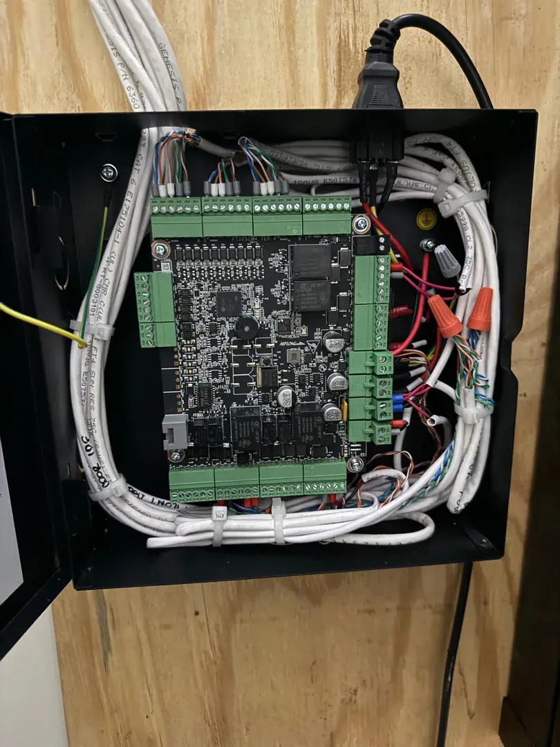 Access controller board in enclosure at a Data Pro Communications project in Palmetto, FL