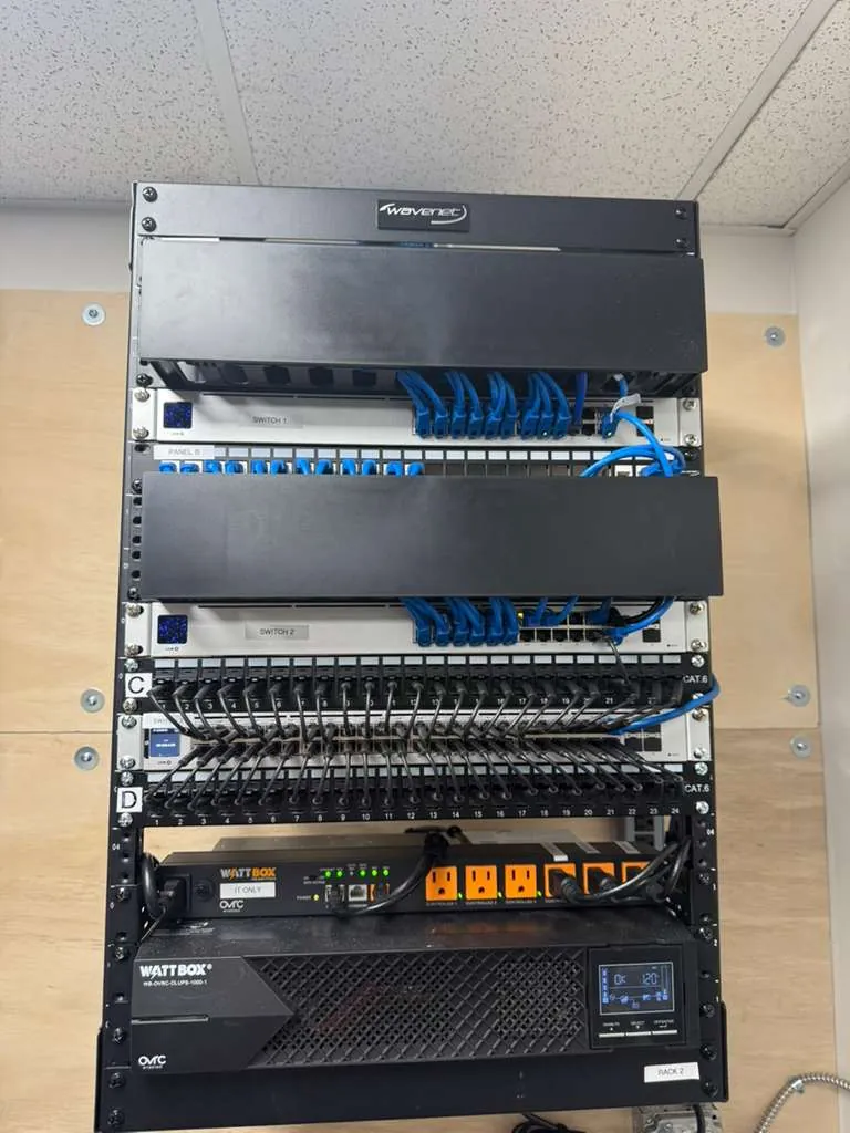 Rack front full view at a Data Pro Communications project in Auburndale, FL