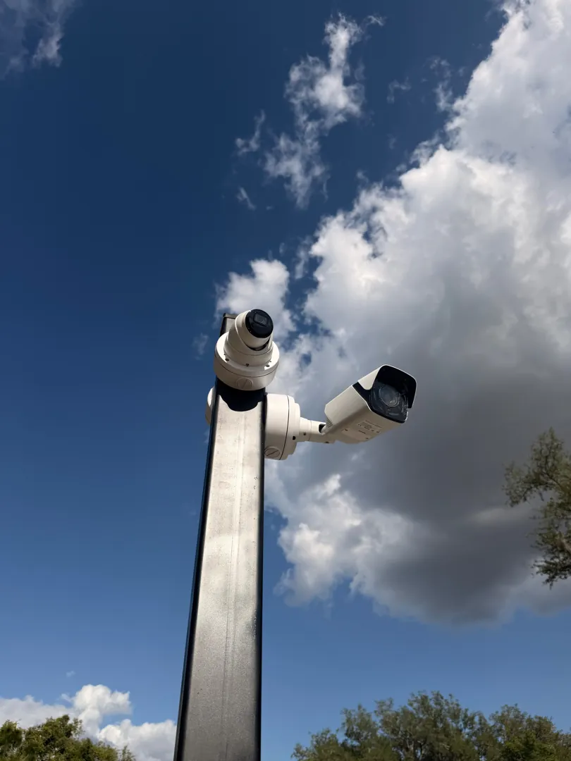 Entrance camera pole at a Data Pro Communications project in Tampa, FL