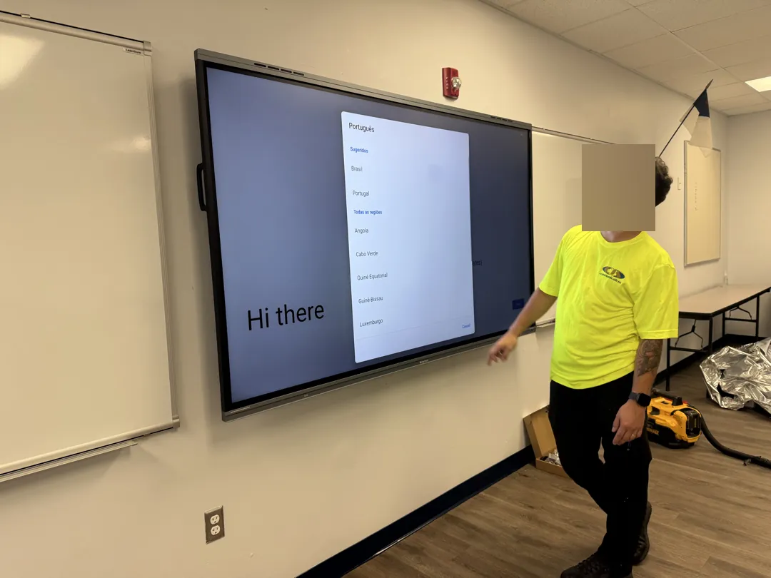 86-inch interactive classroom display at a Data Pro Communications project in Winter Garden, FL