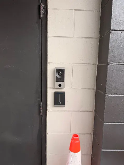 School exterior door with access reader and video intercom installed by Data Pro in Kissimmee, FL
